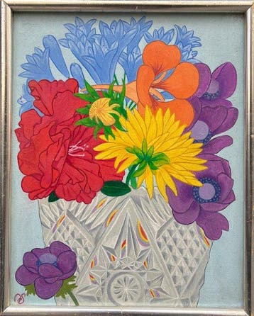 Andrea Santarelli (1935) - Bouquet de fleurs dans un vase
