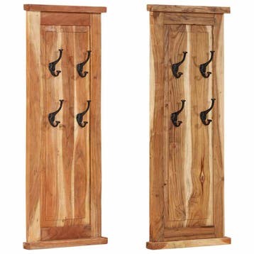 vidaXL Kapstokken 2 st 38x100 cm massief acaciahout, Huis en Inrichting, Verzenden, Nieuw