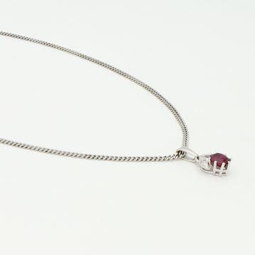 Collier - 18 carats Or blanc Diamant (Naturelle) - Robijn, Nieuw