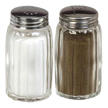 Peper + Zoutstrooier | RVS/Glas | 70(h)mm EMGA, Verzenden, Nieuw in verpakking