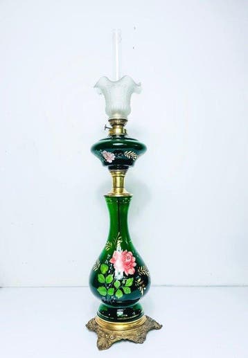 Hugo Schneider - Petroleumlamp - Glas, Messing