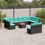 vidaXL 13-delige Loungeset met kussens poly rattan zwart, Verzenden, Loungeset