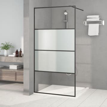 vidaXL Inloopdouchewand 100x195 cm halfmat ESG-glas zwart, Verzenden, Nieuw