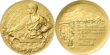 Vergoudete brons medaille ohne Jahr Reichenberg, Verzenden, België