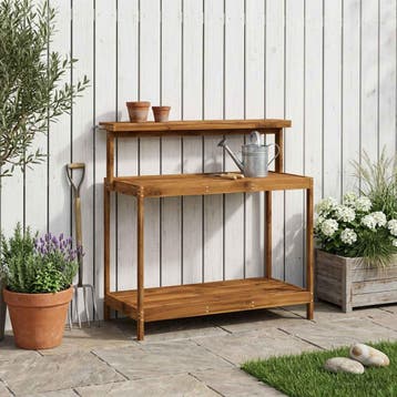 vidaXL Buiten pottingbank 111,5 x 48,5 x 107 cm Massief, Huis en Inrichting, Verzenden, Nieuw