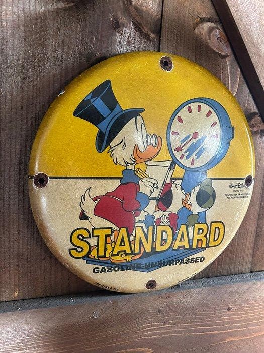 Rond metalen reclamebord met Donald Duck, Dagobert Duck en, Collections, Disney