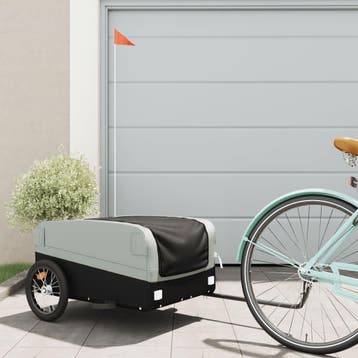 vidaXL Fietstrailer 45 kg ijzer zwart en grijs, Verzenden, Nieuw