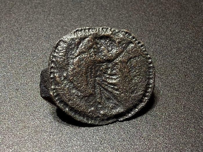 Laat-Romeins / Vroeg-Byzantijns Brons Zegelplaat met een, Handtassen en Accessoires, Antieke sieraden