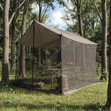 vidaXL Campingzeil met netwanden 270 x 210 x 210 cm Bruin, Caravans en Kamperen, Verzenden, Nieuw
