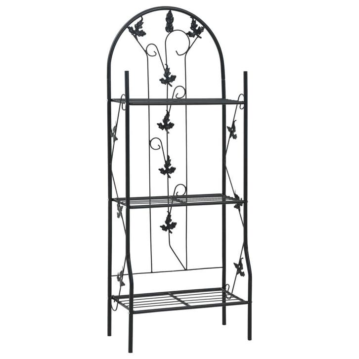 vidaXL Plantenrek 3-laags 52x28x128 cm ijzer zwart, Tuin en Terras, Bloembakken en Plantenbakken, Nieuw, Verzenden