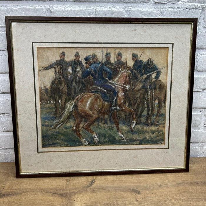 Gerard Westermann (1880-1971) - Cavalry soldiers and horses, Antiquités & Art, Art | Peinture | Classique