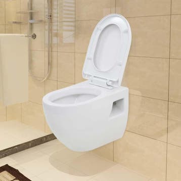 vidaXL Wandtoilet keramiek wit, Verzenden