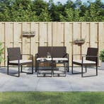 vidaXL 5-delige Tuinset met kussens polypropeen rattan bruin, Verzenden, Nieuw, Tuinset