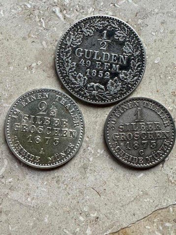 Duitsland, Pruisen Set of 3 coins: 1 & 2½ Silber Groschen