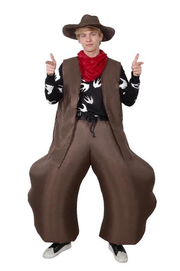 KIMU® Opblaas Kostuum Cowboy Western Opblaasbaar pak Cowboyp, Ophalen of Verzenden, Nieuw