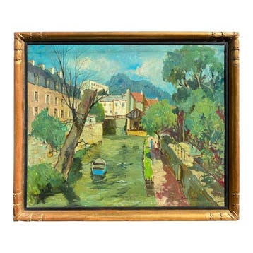 Maurice Lemaitre (1929-2018) - Paysage à Melun, Antiek en Kunst