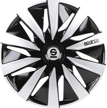 Sparco Wieldoppen Lazio - 14 inch - Zwart/Zilver, Verzenden, Zo goed als nieuw