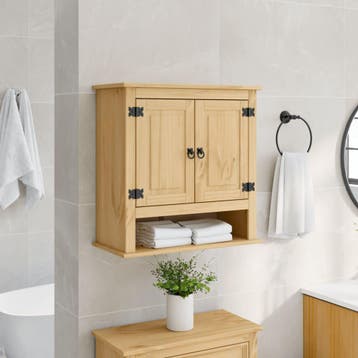 vidaXL Badkamerwandkast Corona 70x33x71,5 cm massief, Verzenden