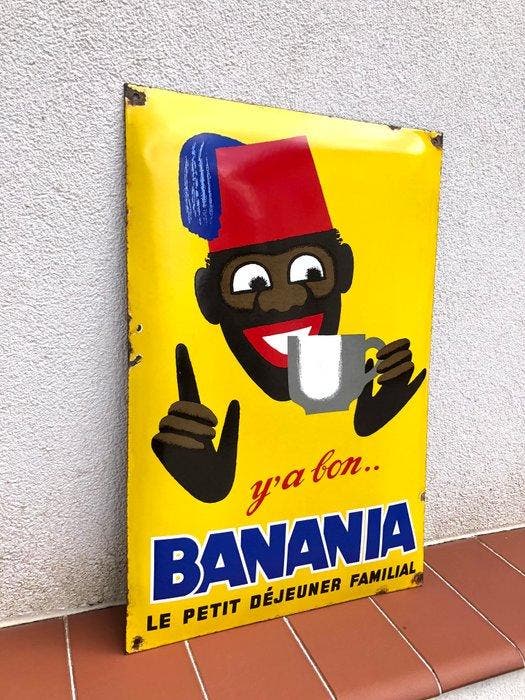 BANANIA Chocolate Drink Shop Store - Emaille bord - Oud, Antiquités & Art, Antiquités | Assiettes décoratives & Carrelages