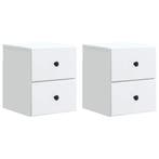 vidaXL Muurbevestigde Nachttafel met lade 2 pcs Wit 34,5 x, Verzenden, Nieuw