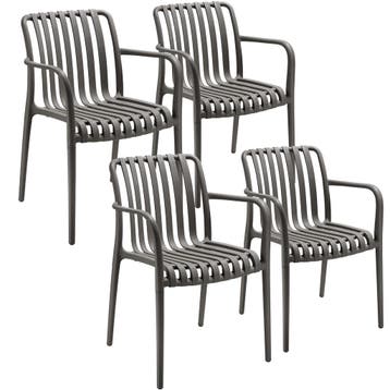 tectake Tuinstoelen Alcudia, weerbestendig, stapelbaar - ant, Verzenden