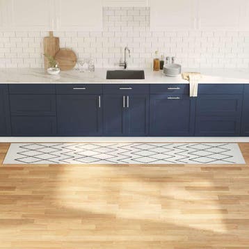 vidaXL Keuken Tapijt Wit 300 x 60 cm Fluweel, Tuin en Terras, Verzenden, Nieuw