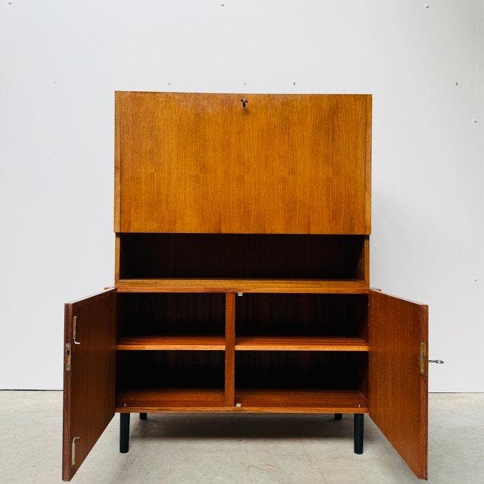 Hoog dressoir - fineer - Secretaire / Barkast, Antiquités & Art, Art | Objets design