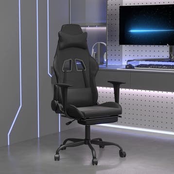 vidaXL Massage gamestoel met voetensteun kunstleer zwart, Verzenden, Nieuw