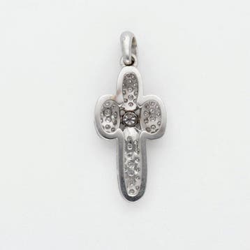 Pendentif en forme de croix - 18 carats Or blanc Diamant