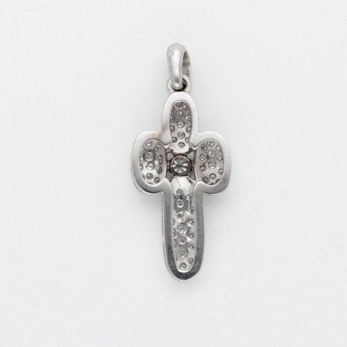 Pendentif en forme de croix - 18 carats Or blanc Diamant, Bijoux, Sacs & Beauté, Bijoux anciens