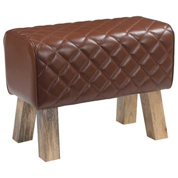 vidaXL Bank 60 x 30 x 45 cm Echt Leer Bruin diamant, Verzenden, Nieuw