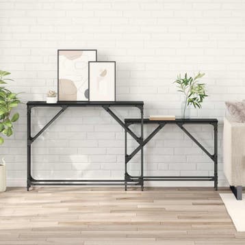 vidaXL Wandtafel 2 st Zwart Eiken 100 x 28 x 75 cm Bewerkt, Verzenden, Nieuw
