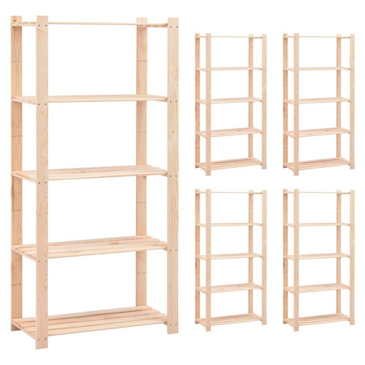 vidaXL Opbergrekken 5-laags 5 st 80x38x170 cm grenenhout 250, Huis en Inrichting, Kasten | Stellingkasten, Nieuw, Verzenden