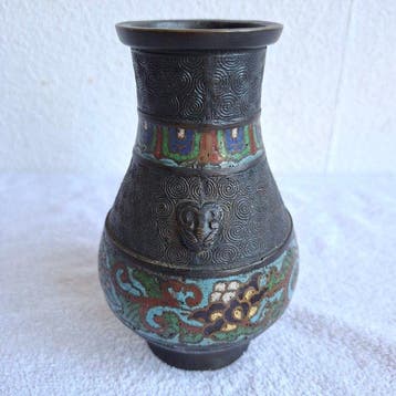 Vase - Cloisonné / Champlevé - Japon - Motifs de dragons et