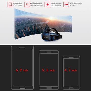 Virtual Reality 3D VR Bril 90° voor Smartphone, Verzenden