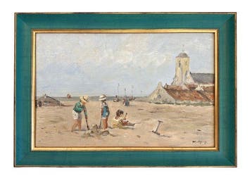 Cor Schaap (1968) - Strandgezicht met Oude Kerk