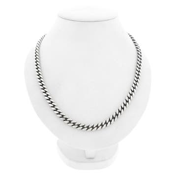 Zilveren robuuste gourmetschakel ketting, Handtassen en Accessoires, Kettingen, Ophalen of Verzenden, Gebruikt, Zilver, Zilver