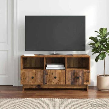 vidaXL TV Kast met lade Oud hout 102 x 34,5 x 50 cm Bewerkt, Verzenden, Nieuw