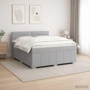 vidaXL Boxspringbed met matras Lichtgrijs 140 x 190 cm Stof, Verzenden, Nieuw