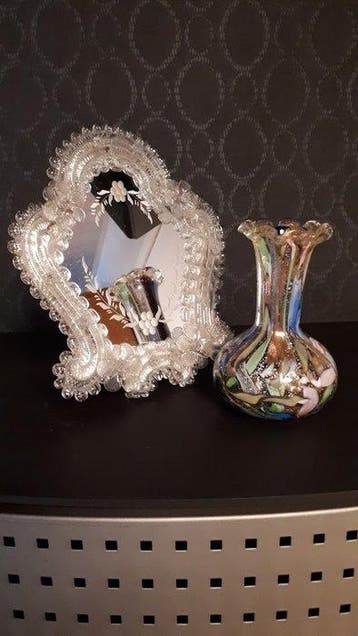 Murano - Vase (2) - Verre - vase et miroir