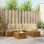 vidaXL Buiten bank set met kussen Natuurlijk en Beige 59 x, Verzenden, Nieuw