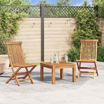 vidaXL Inklapbare stoelen 2 st massief teakhout, Verzenden, Nieuw