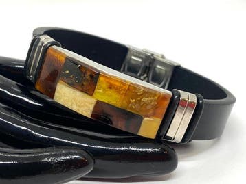 Harmonie terrestre : bracelet en ambre mosaïque naturelle,