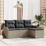 vidaXL Tuinbank Set met kussen 4 pcs Lichtgrijs Poly rattan, Tuin en Terras, Tuinsets en Loungesets, Verzenden, Nieuw