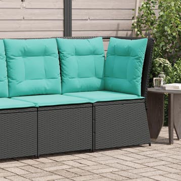 vidaXL Tuinbankhoek met kussens zwart poly rattan, Verzenden