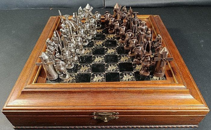 Jeu déchecs - Don Quijote de la Mancha - Cuivre, Étain,, Antiek en Kunst, Curiosa en Brocante