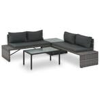 vidaXL Loungeset met kussens 3-delig poly rattan grijs, Verzenden, Nieuw