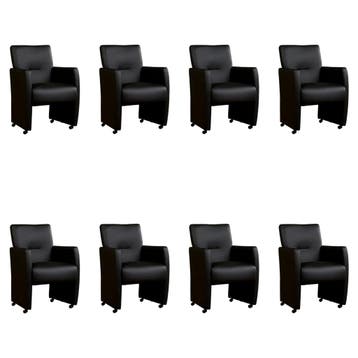 Set van 8 Leren eetkamerstoelen Pleasure - Massif Nero, Ophalen of Verzenden