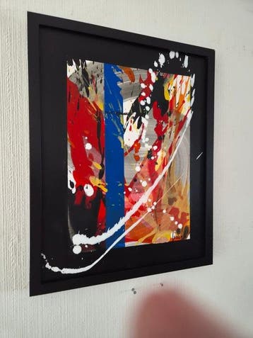 Liesens - Cosmos (Handpainted on white canvas met lijst), Antiek en Kunst