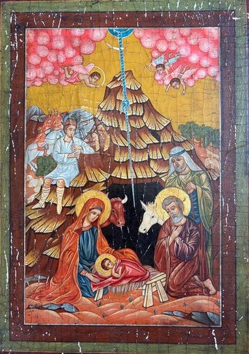 Icoon - Geboorte van Christus - Hout - Met de hand